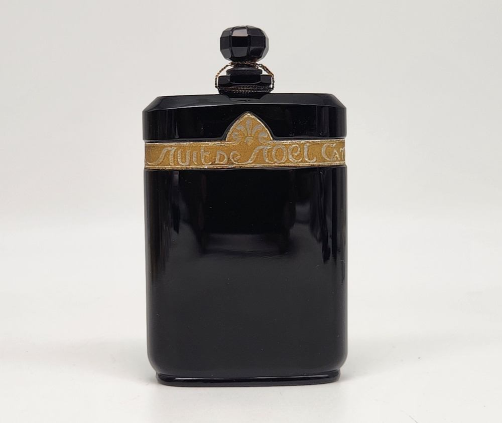 Vintage Caron Nuit de Noel Perfume Baccarat Style Bottle/Black - Empty 4 1/2"